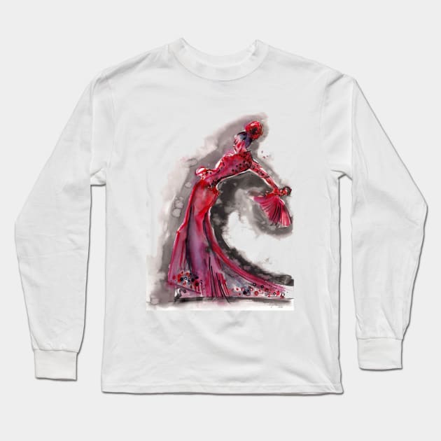 Flamenco Dancer Long Sleeve T-Shirt by anadeestyle